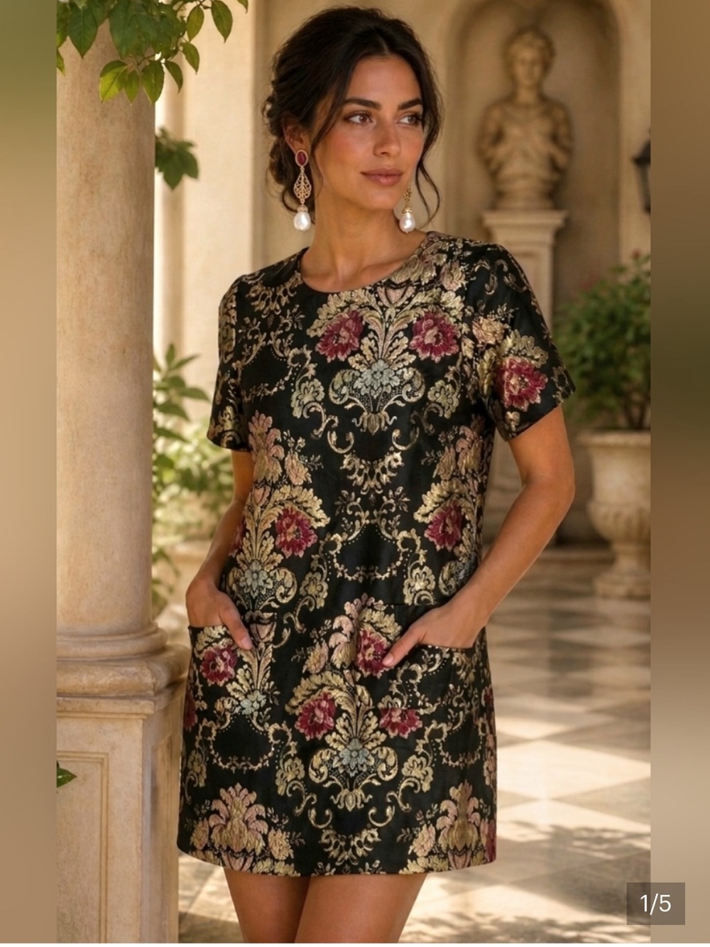 Hermoza Joyce Shift Brocade Mini Dress NWT Sz Small Ret $288